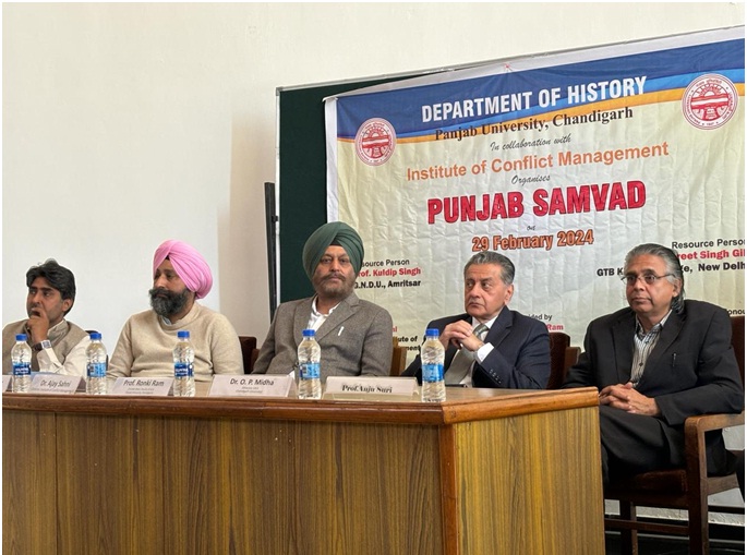 Department of History, Panjab University in collaboration with Institute of Conflict Management, New Delhi organized “Punjab Samvad” in Gandhi Bhawan, Panjab University.